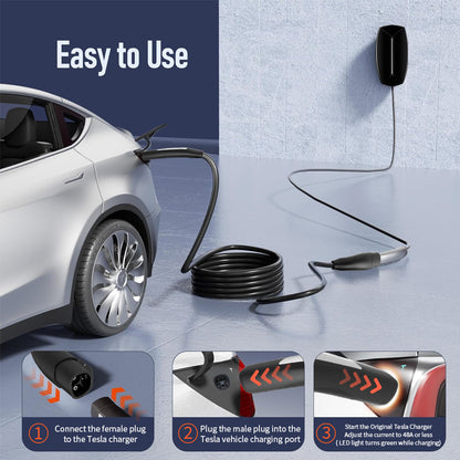 Chargerman Tesla/NACS Extension Cord 16A/32A/40A/48A, 5M/6M/7M EV Charging Extension Cable for Level 1 & Level 2 Tesla Chargers